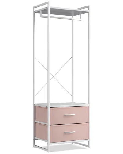 Sorbus 70in White Clothing Rack With Drawers In Pink