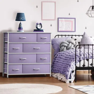 Sorbus 8 Drawers Dresser With Steel Frame And Wood Top In Purple