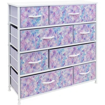 Sorbus 8 Drawers Dresser With Steel Frame And Wood Top In Tie-dye Purple
