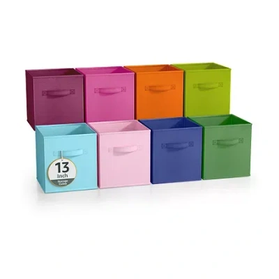 SORBUS 8 PACK 13" CLEAR PLASTIC FOLDABLE CUBES WITH HANDLES STORAGE CUBE