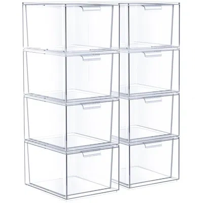 Sorbus 8 Pack Clear Stackable Acrylic Kitchen And Bathroom Drawer Organizers In Natural