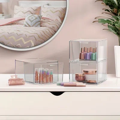Sorbus 8 Pack Clear Stackable Acrylic Makeup Drawers And Vanity Organizers In Natural