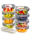 Sorbus 8 Pack Glass Round Food Containers With Lids In Gray