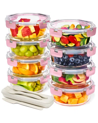 Sorbus 8 Pack Glass Round Food Containers With Lids In Multi