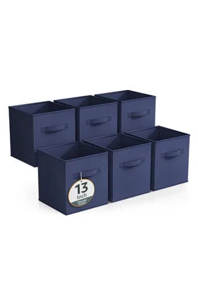 Sorbus 8-piece Foldable Cube Bins In Navy Blue