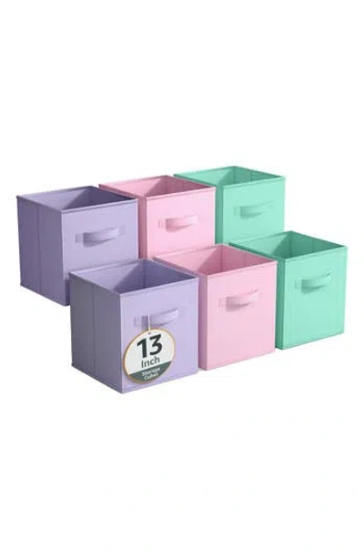 Sorbus 8-piece Foldable Cube Bins In Pastel Pink Purple Teal
