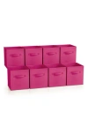Sorbus 11in 8 Pack Foldable Storage Bins In Pink