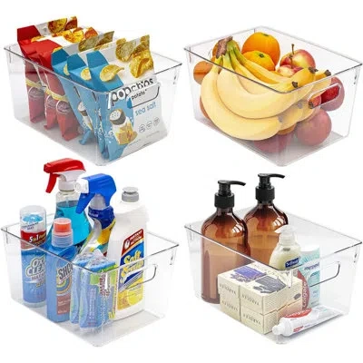 Sorbus 8-pack Medium Clear Kitchen, Pantry, And Fridge Storage Bins With Handles In White