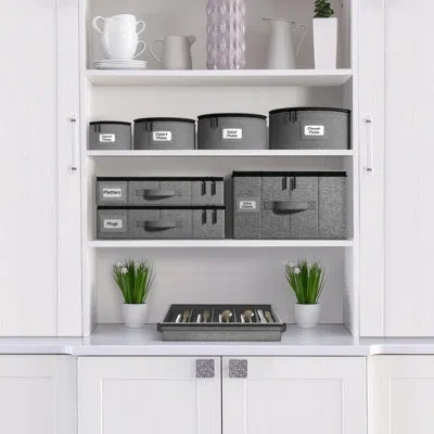 Sorbus 8-set Stackable Dinnerware Storage Set With Plate Protector In Beige