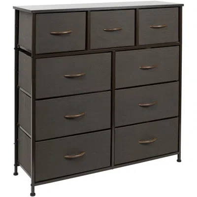 Sorbus 9 Drawers Dresser With Steel Frame And Wood Top In Brown