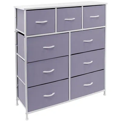 Sorbus 9 Drawers Dresser With Steel Frame And Wood Top In Purple,white