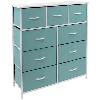 Sorbus 9 Drawers Dresser With Steel Frame And Wood Top In White