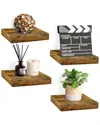 Sorbus 9in Square Walnut Floating Shelves (set Of 4) In Brown