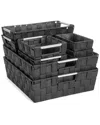 Sorbus 9pc Variety Size Hand-woven Storage Baskets In Black