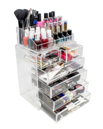 Sorbus Acrylic Cosmetics Makeup And Jewelry Storage Case Display Set In Transparent