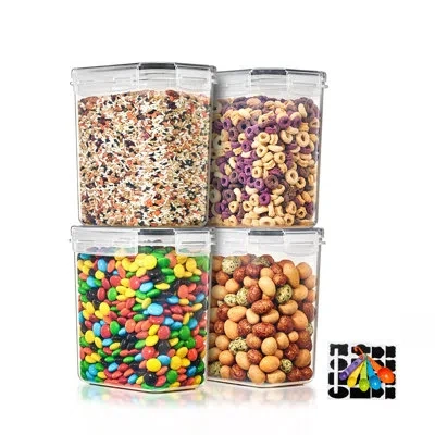 Sorbus Airtight Food Storage Containers With Locking Lids, Measuring Spoons & Labels - 4 Pack (1.6l/54.10 O In Clear