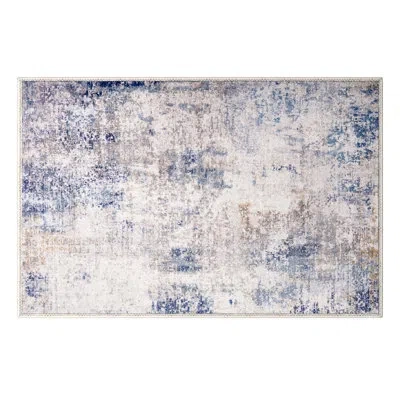 Sorbus Area Rug, Machine Washable, Non-slip, Low Pile Indoor Carpet With Rubber Backing - Blue (drift) In Blue Drift