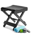 Sorbus Bamboo Folding Step Stool Bench In Black