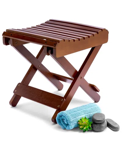 Sorbus Bamboo Folding Step Stool Bench In Brown