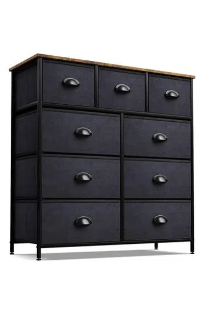 Sorbus Black/brown 9-drawer Dresser In Blue