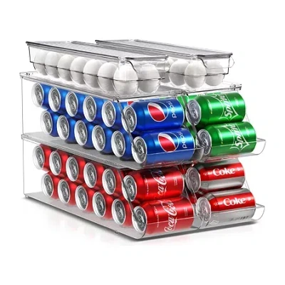 Sorbus Can & Egg Holder Stackable Can Dispenser 4-pc. Storage Bin In Transparent