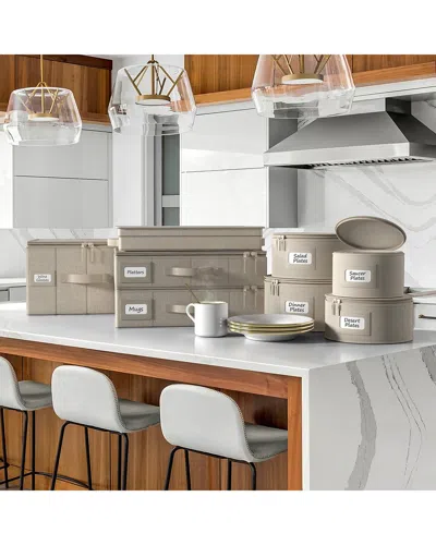 Sorbus China Storage Beige Containers Hard Shell 8pc Stackable Plate Storage  Set