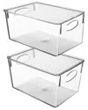 Sorbus 2pc Clear Fridge Bin With Handles And Lid In White