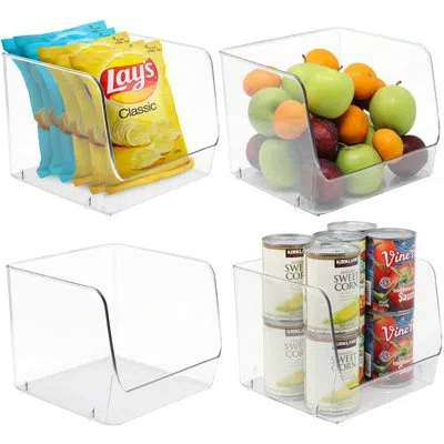 Sorbus Clear Open Front Plastic Fridge And Pantry Storage Bins 4 Pack