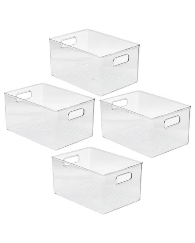 Sorbus Clear Plastic Organizer 4pc Storage Bin Set With H