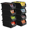 Sorbus Clear Stackable Storage Bins 8 Pack – Open Front Plastic Stackable Pantry Organizer Bins, Black In Black
