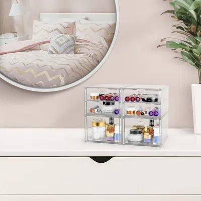 Sorbus Clear Storage And Organizer Bins With 3 Drawers, 2 Pack Stackable Storage Cases For Office, Kitchen,