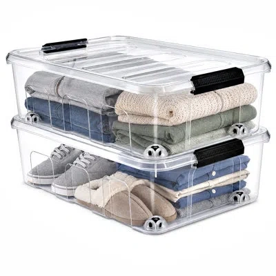 Sorbus Clear Underbed Storage Bins With Lids And Handles 40qt Capacity Organizer Boxes, Set Of 2