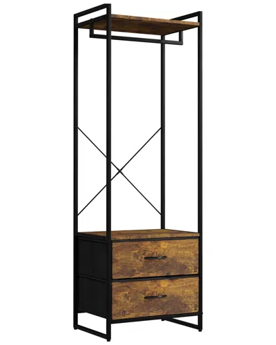 Sorbus Clothing Rack With Drawers In Brown