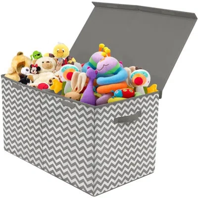 Sorbus Collapsible Fabric Toy Storage Box With Lide In Grey Patterned In Gray