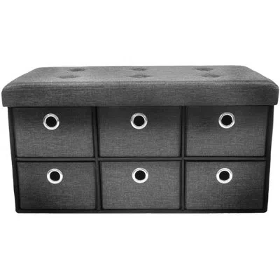 Sorbus Collapsible Storage Bench Chest With Drawers In Gray
