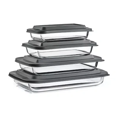 Sorbus Deep Glass Baking Dish Set With Lids 8-pc. Food Container In Transparent