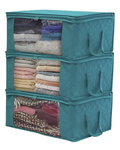 Sorbus Dnu Aur Discontinued  3pc Aqua Fiber Clothing Storage Bags