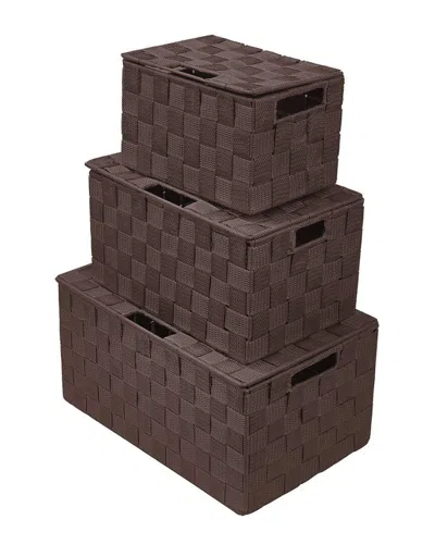 Sorbus Dnu Aur Discontinued  Set Of 3 Weave Stackable Basket Set