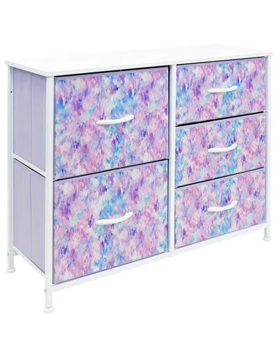 Sorbus Dresser With 5 Drawers In Purple
