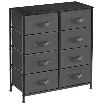 Sorbus Dresser With 8 Drawers With Steel Frame, Wood Top, And Fabric Bins In Black