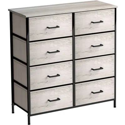 Sorbus Dresser With 8 Drawers With Steel Frame, Wood Top, And Fabric Bins In Rustic In Beige