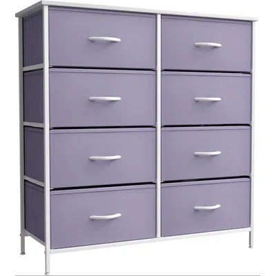 Sorbus Dresser With 8 Drawers With Steel Frame, Wood Top, And Fabric Bins In Light Purple