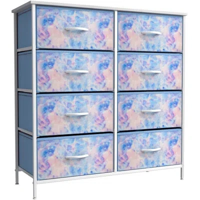 Sorbus Dresser With 8 Drawers With Steel Frame, Wood Top, And Fabric Bins In Tie-dye Purple