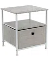 Sorbus End Table With Cloth Drawer In Grey