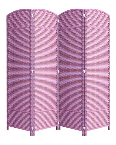 Sorbus Extra Wide Double Hinged 4-panel Partition Room Divider In Purple
