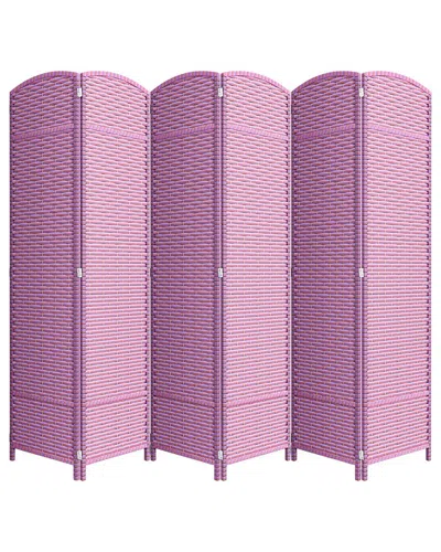 Sorbus Extra Wide Double Hinged 6-panel Partition Room Divider In Purple