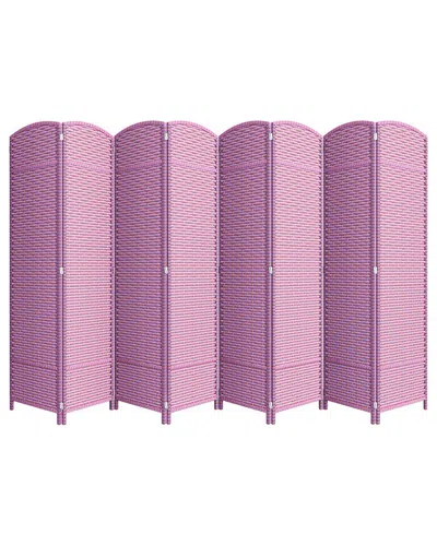 Sorbus Extra Wide Double Hinged 8-panel Partition Room Divider In Purple