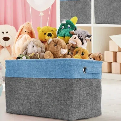 Sorbus Fabric Cubby Organizer With Handles In Aqua