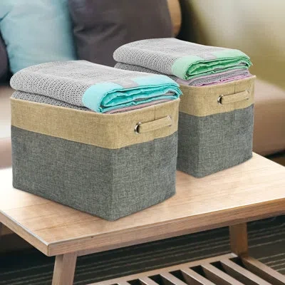Sorbus Fabric Cubby Organizer With Handles In Gray In Gray,beige