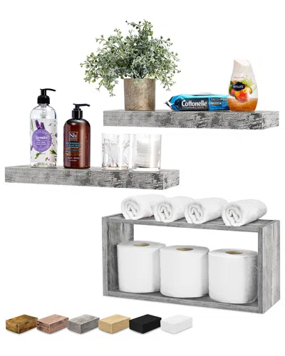 Sorbus Floating Shelf Set In Gray